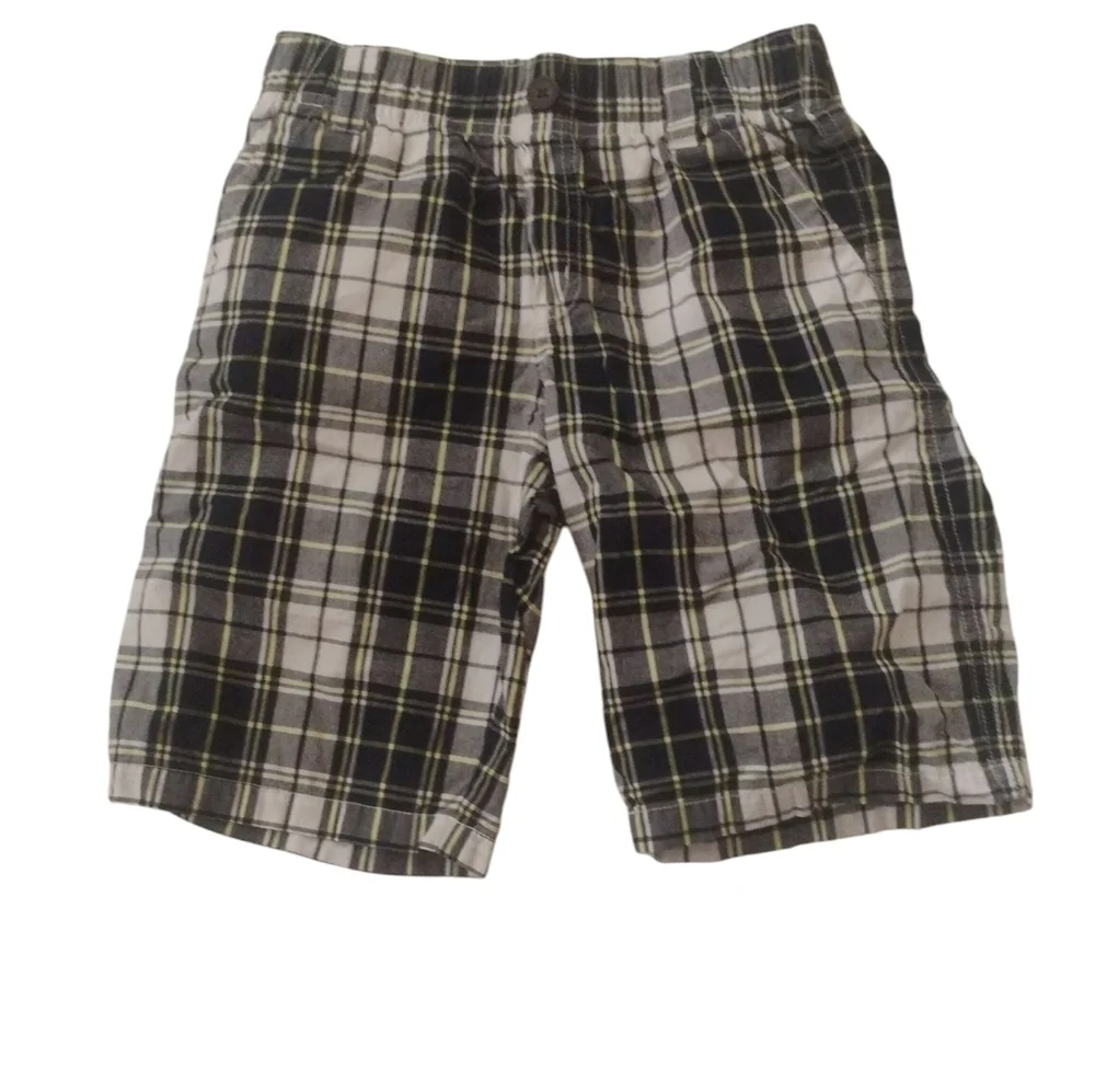 Gymboree Boys Black, Blue Plaid Elastic Waistband Shorts Size 10